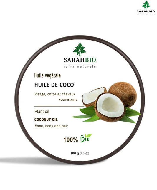 huile de coco Bio, cheveux et visage, 100 g - Sarahbio™